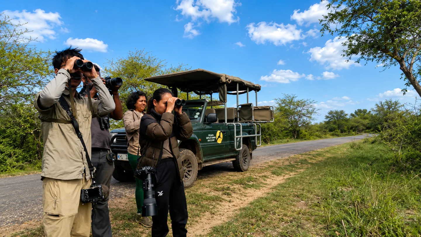 Bright grassy wetland and safari landscape